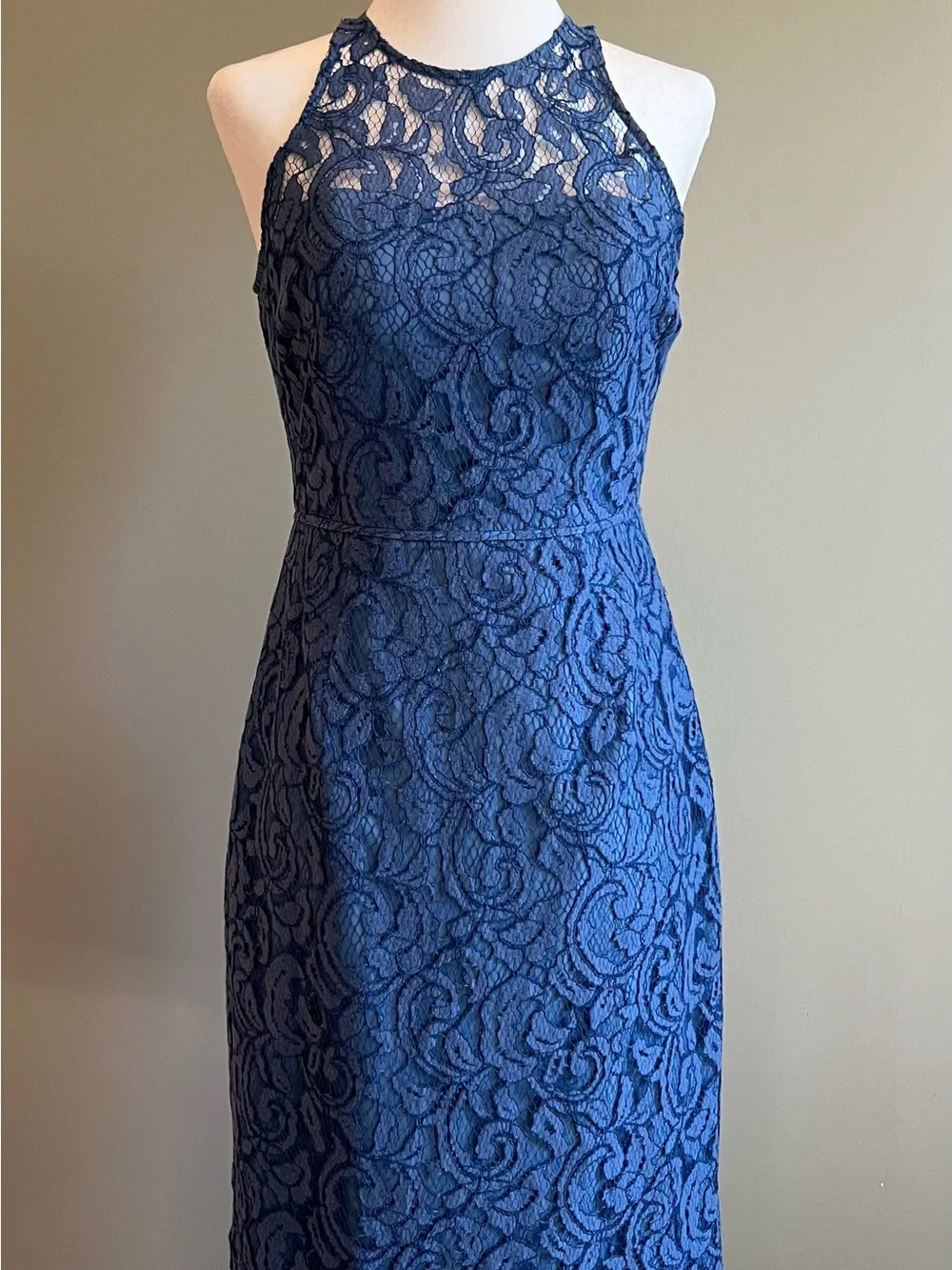 J.‎ Crew Pamela Dress in Leavers Lace in Cornflower Halter Midi Dress